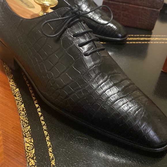 - Luxury ARTIOLI.  7k GENUINE Crocodile ? Wholecut Oxford Dress Shoes main image 7